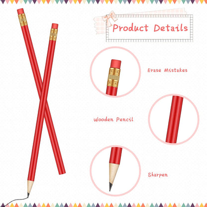 Outus 24 Pieces Round Pencils Cute HB Graphite Wood Pencils Pack with Eraser for School Drawing Sketching Wedding Office Supplies (White)