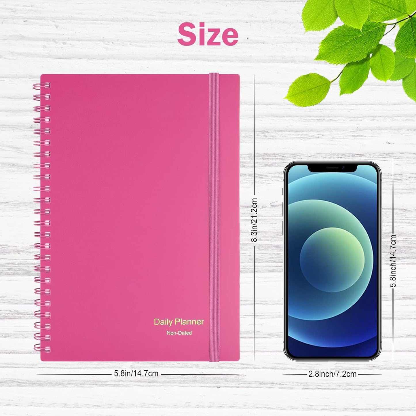 Daily Planner Undated, Asten To Do List Notebook Hourly Schedules Spiral Appointment Planner for Men and Women,PVC Hardcover,Elastic Closure, Inner Pocket 8.3" x 5.8" (Black)