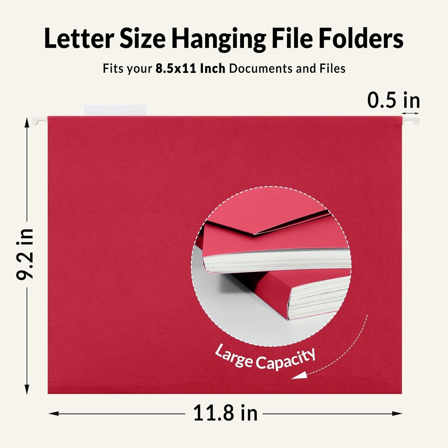 SUNEE Hanging File Folders, 25 Pack Letter Size Hanging File Folders with 1/5-Cut Tabs, Ideal for Home and Office Organization and Papers Classification,Yellow