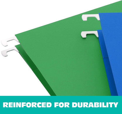 HERKKA Hanging File Folders, 30 Pack Reinforced Letter Size Hanging Folders, Designed for Bulky Files, Filing Cabinet, 1/5-Cut Adjustable Tabs (Blue)