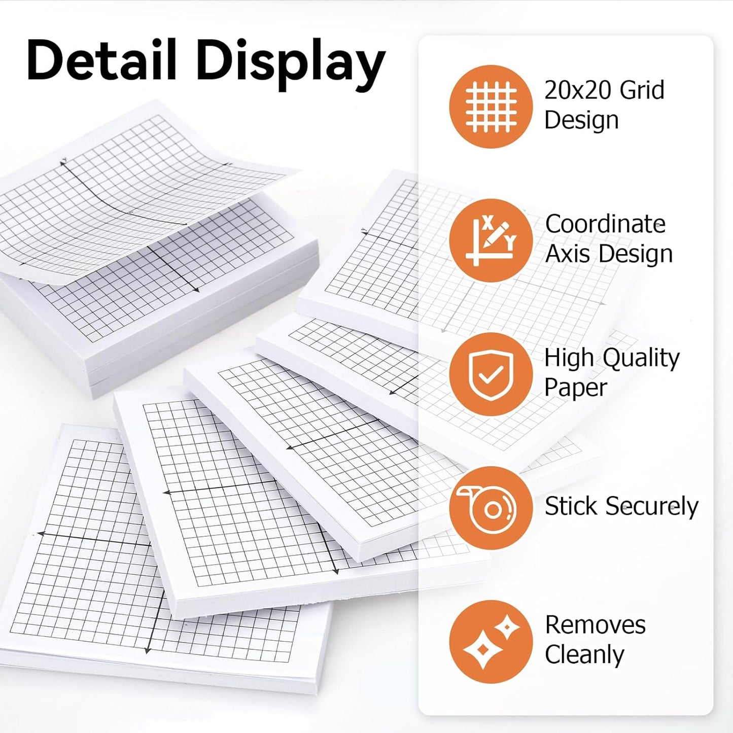 Graph Sticky Notes, 8 Pads, 3x3 Inch, Graph Paper Sticky Notes, Grid Sticky Notes, Coordinate Plane Sticky Notes for Office School Math Supplies