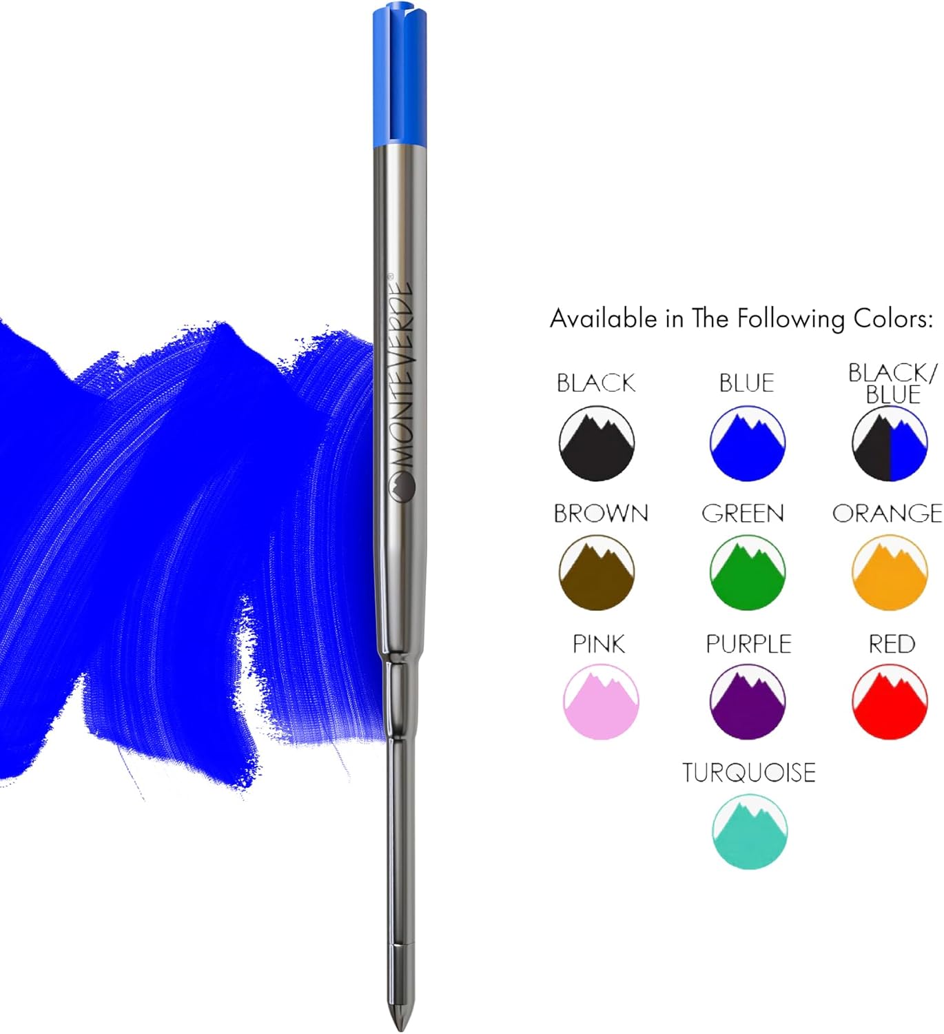 Monteverde Soft Roll Ballpoint Pen Refills to Fit Parker-Style Pens, Medium Point, Brown, 2-Pack, Smooth Writing Technology for Parker, Conklin, Schmidt, and More