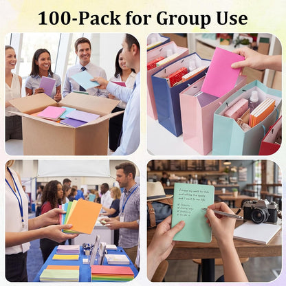 Handepo 100 Pack A5 Composition Notebooks 72 Pages/36 Sheets Ruled Lined Composition Kraft Notebooks Bulk Soft Cover Journals Travel Memo for Students Classroom Office Supplies(a5, Colourful)