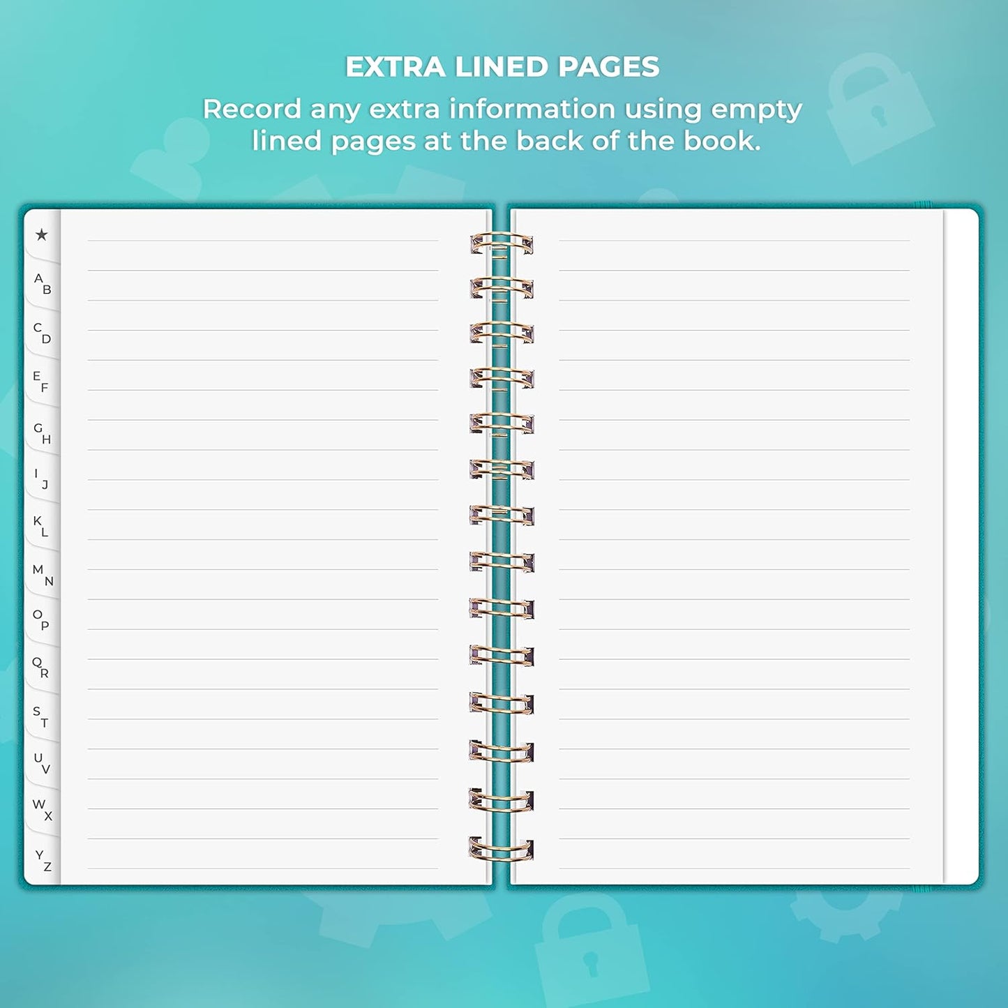 Clever Fox Password Book Spiral – Internet Address & Password Organizer with Laminated Alphabetical Tabs – Password Keeper Journal – Hardcover, Medium Size, 6.1x7.7” (Mystic Blue)