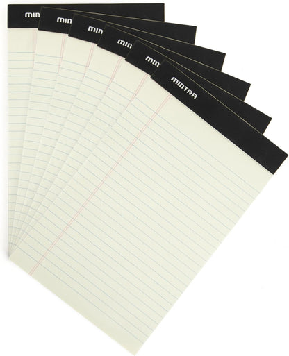 Mintra Office Colorful Legal Pads - Includes 2 Blue, 2 Pink, and, 2 Green Writing Pads, Micro Perforated Lined Sheets, Ideal for Professional & Personal Use, 5"x8" Narrow Ruled, 6 pack Basic Pastel