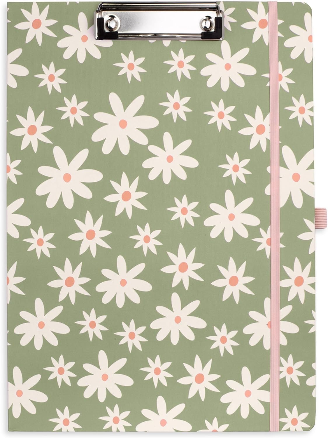Steel Mill & Co Cute Clipboard Folio with Refillable Lined Notepad and Interior Storage Pocket, Floral Padfolio for Work, Garden Blooms Cream