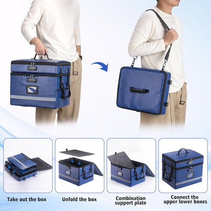 EXLIFBAG File Organizer, Fireproof File Box with Lids, Important Document Organizer Box with Lock, Portable File Folder Organizer with Handle