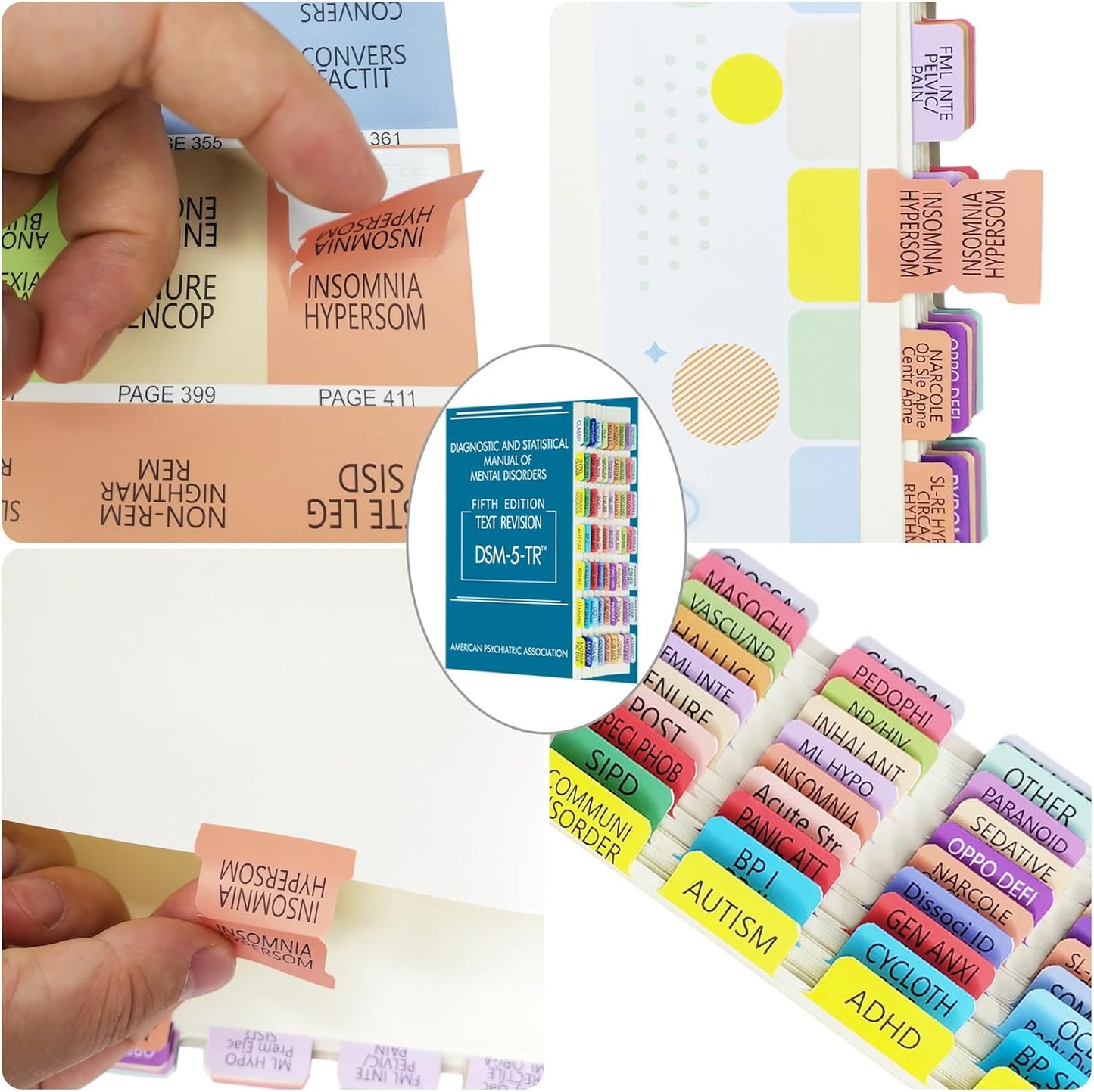 Index Tabs for DSM-5, Color-Coded and Laminated, with 11 Blank Tabs, Alignment Guide and Inspirational Bookmark Included, Tear-Resistant & Waterproof