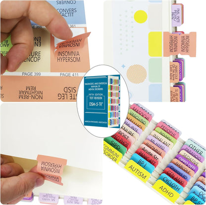 Index Tabs for DSM-5, Color-Coded and Laminated, with 11 Blank Tabs, Alignment Guide and Inspirational Bookmark Included, Tear-Resistant & Waterproof