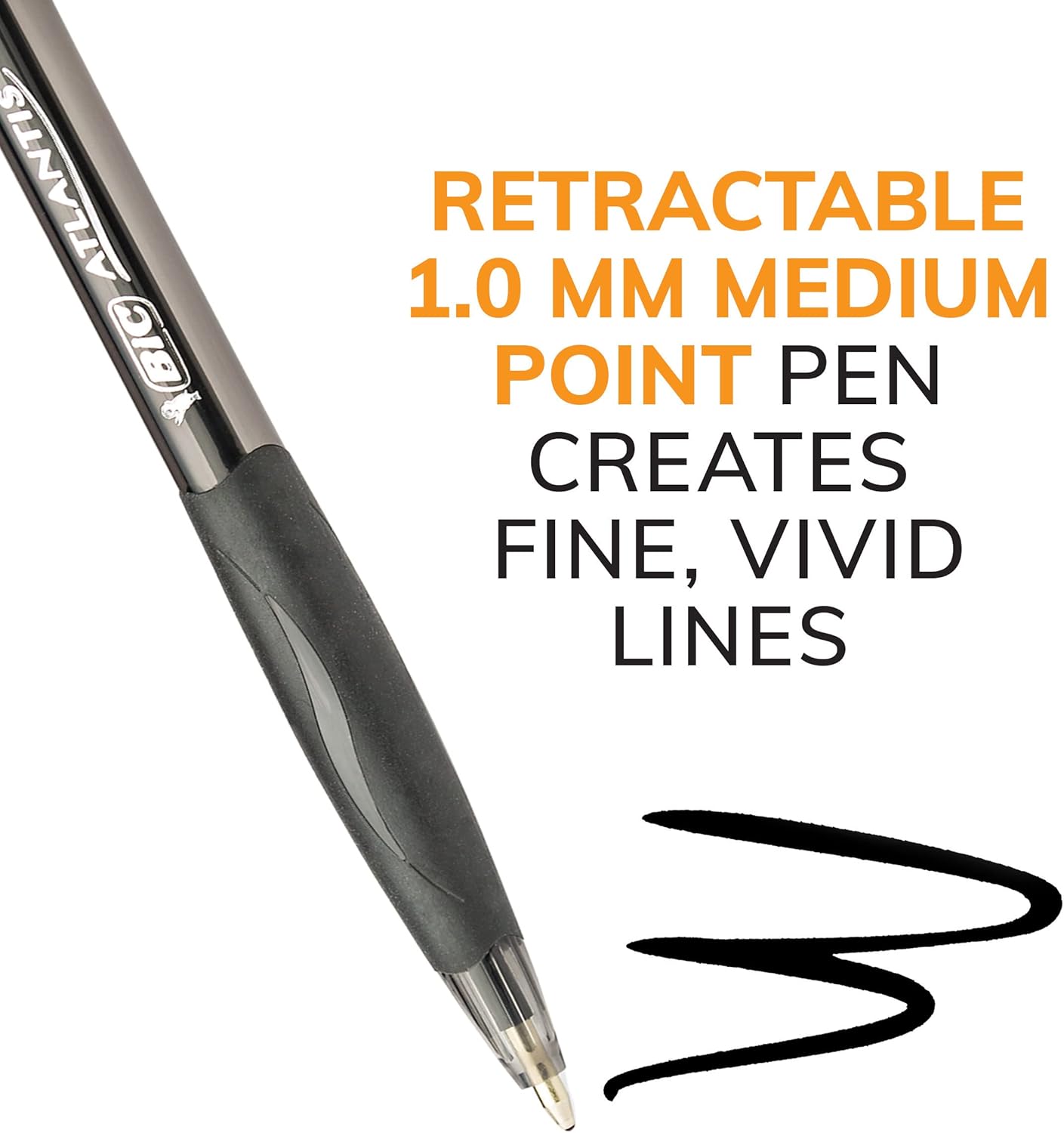 BIC Glide Black Retractable Ballpoint Pens, Medium Point (1.0mm), 12-Count Pack, Ultra Smooth Writing Black Pens