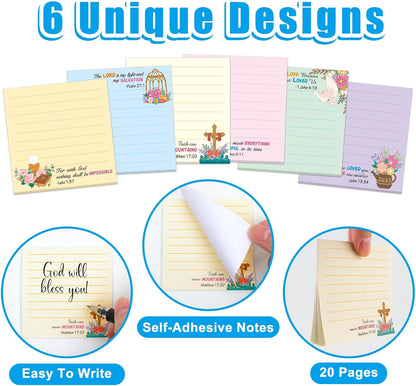 30 Pcs Bible Sticky Notes Christian Note Pads Religious Bible Notepads Inspirational Memo Notes for Inspirational Gifts Message Reminder Lists Schedules Studying Office School Supplies