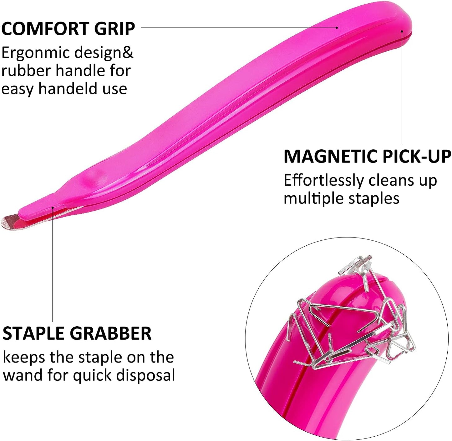 ZZTX 3 PCS Professional Magnetic Staple Remover Puller Staples Remover Staple Removal Tool for School Office Home(Blue, Rose, Green)