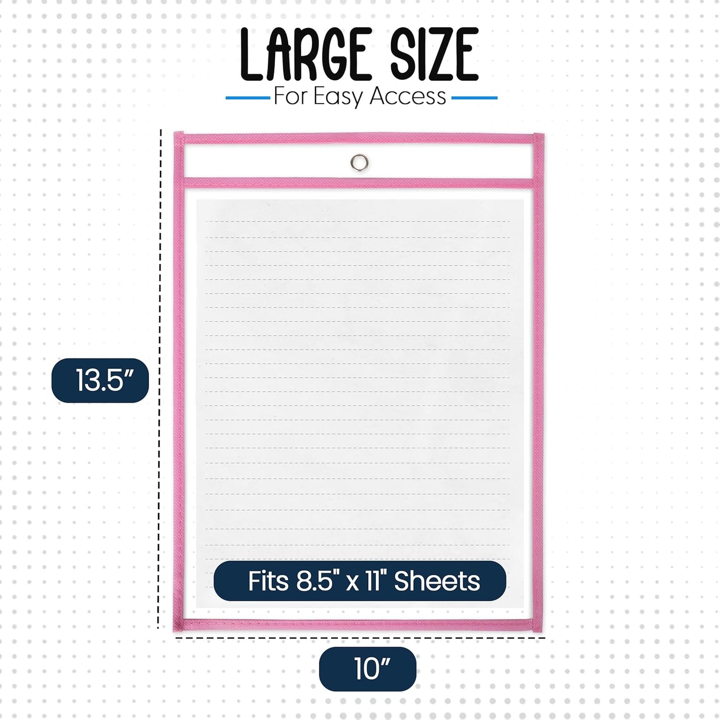 Essex Wares - 6 Pack, Assorted, Dry Erase Pocket Document Protectors, 10" Wide x 13.5" Tall- Dry Erase Clear Plastic Sleeves - Reusable & Easy Erase Plastic Invoice Holders, Water-Resistant & Durable