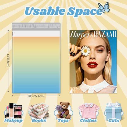 Metronic Cute Poly Mailers 10x13" 50pc Small Shipping Bags, Strong Adhesive Mailers Poly Bags for Business, Waterproof Mailing Envelopes for Packing Shipping Clothes Gifts, Gradient BluePink