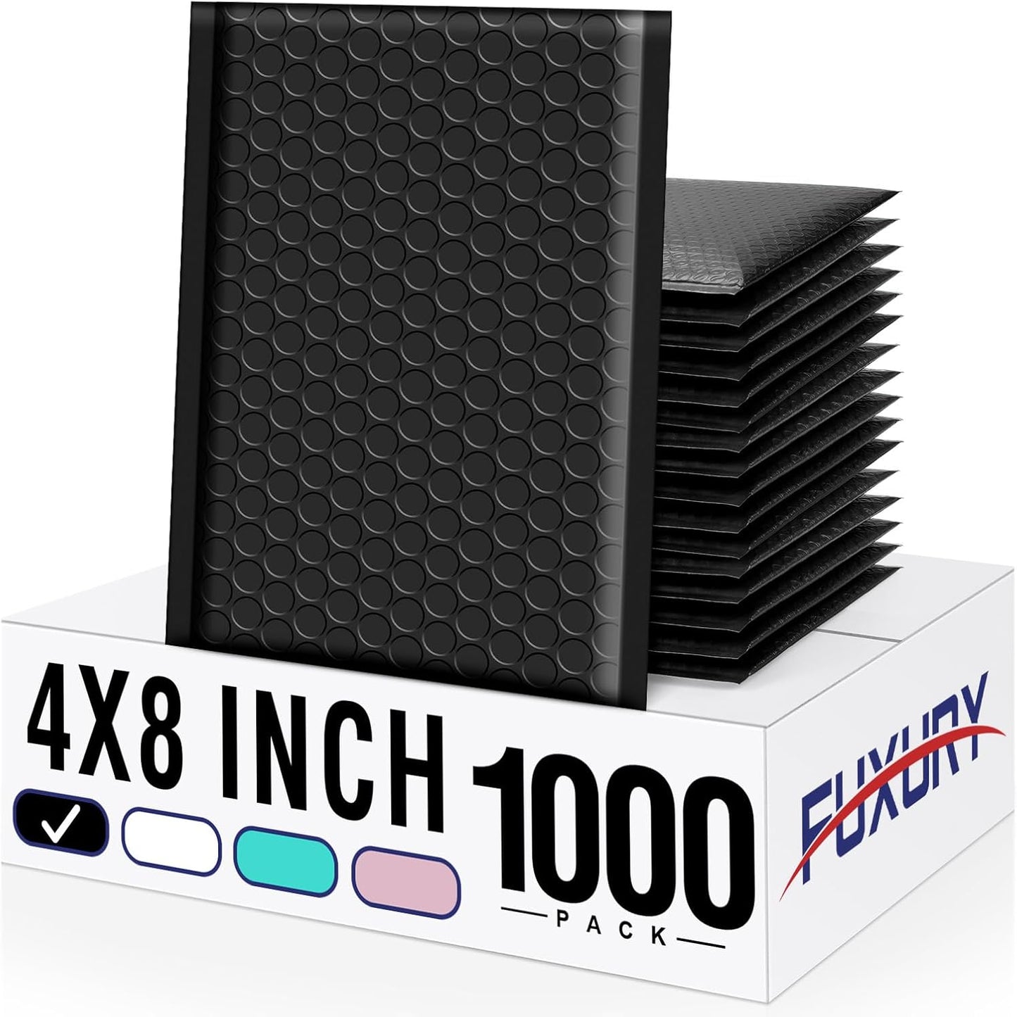 Fuxury Black Bubble Mailers 4x8" 200 Pack Waterproof Padded Envelopes Self Seal Bubble Envelopes Usable Size 4x7" Padded Mailers for Small Business Shipping Envelope Mailers