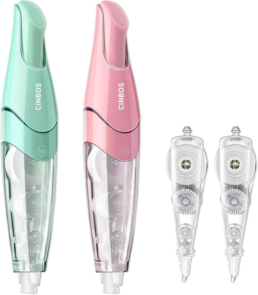 Refillable Retractable Correction Tape with 2 Extra Refills, White Smooth Pull Out Cute Correction Tape for Office Supplies, 4 PCS (CS-25)