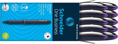 Schneider One Business Rollerball Pen, 0.6 mm Ultra-Smooth Tip, Blue Barrel, Black Ink, Box of 10 Pens (183001)