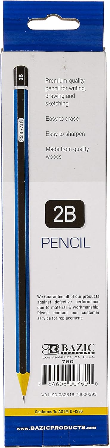 BAZIC #2B Premium Wood Pencil, Blue, 12 Per Pack (760-24P)