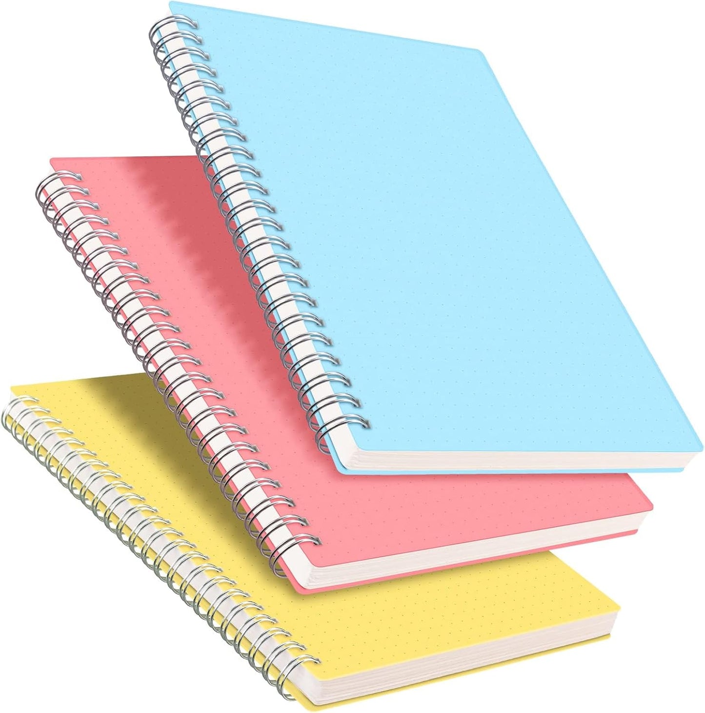 RETTACY Blank Journal Notebook, 3-Pack, 160 Pages per Pack, A5 Medium Size (5.7'' × 8.3''), 100 GSM Thick Paper, Spiral-bound, Flexible Plastic Cover, for Sketching, Drawing, Painting