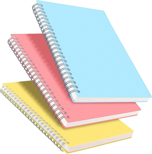 RETTACY Blank Journal Notebook, 3-Pack, 160 Pages per Pack, A5 Medium Size (5.7'' × 8.3''), 100 GSM Thick Paper, Spiral-bound, Flexible Plastic Cover, for Sketching, Drawing, Painting