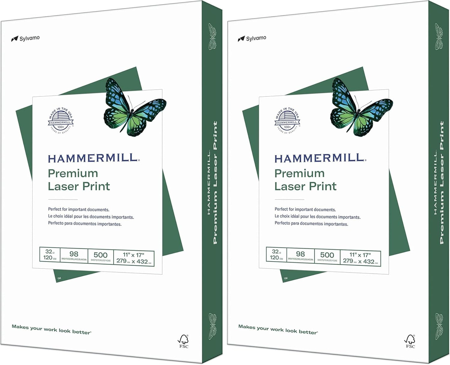 Hammermill Printer Paper, Premium Laser Print 32 lb, 8.5 x 11-98 Bright, Made in The USA, 104646R - 1 Ream (500 Sheets)