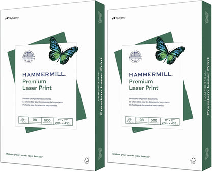 Hammermill Printer Paper, Premium Laser Print 32 lb, 8.5 x 11-98 Bright, Made in The USA, 104646R - 1 Ream (500 Sheets)