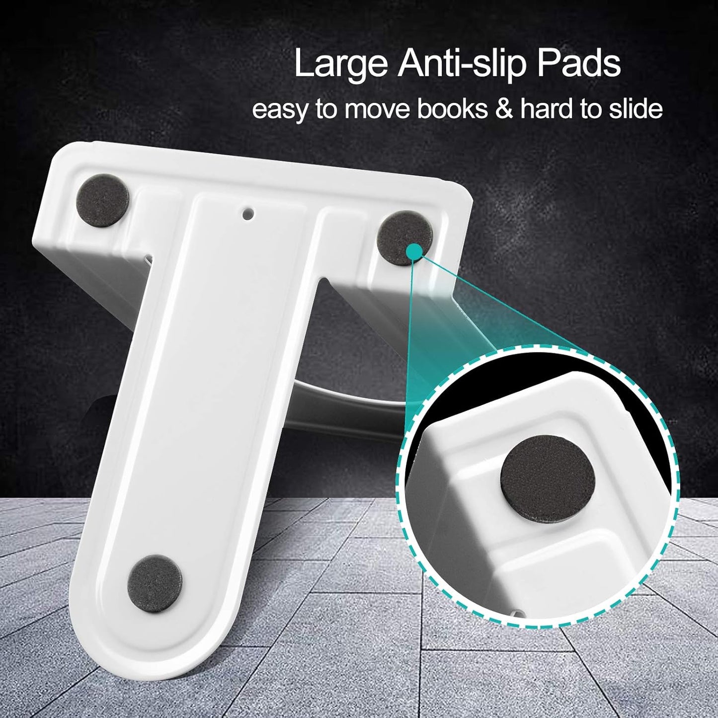HappyHapi Book Ends, Non-Skid Metal Bookend Supports for Shelves, Heavy Duty Book End, Office Book Stopper, 6 x 5 x 6 Inches, 14 Pieces / 7 Pairs (Black)