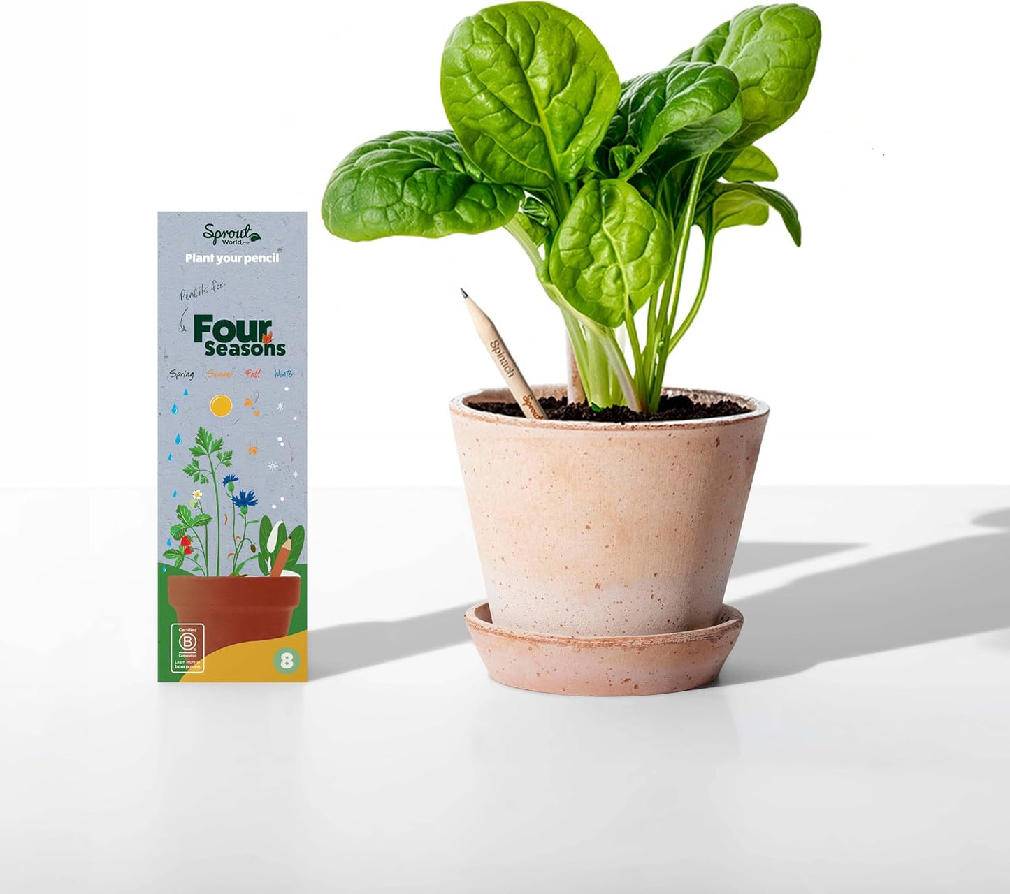 SproutWorld Wood-Cased Pencils | Mindful Thoughts Edition | HB Pre-Sharpened Graphite Plantable Wooden Pencils with Flower, Herb & Vegetable Seeds | Gift with Inspirational Quotes | 8 Pack