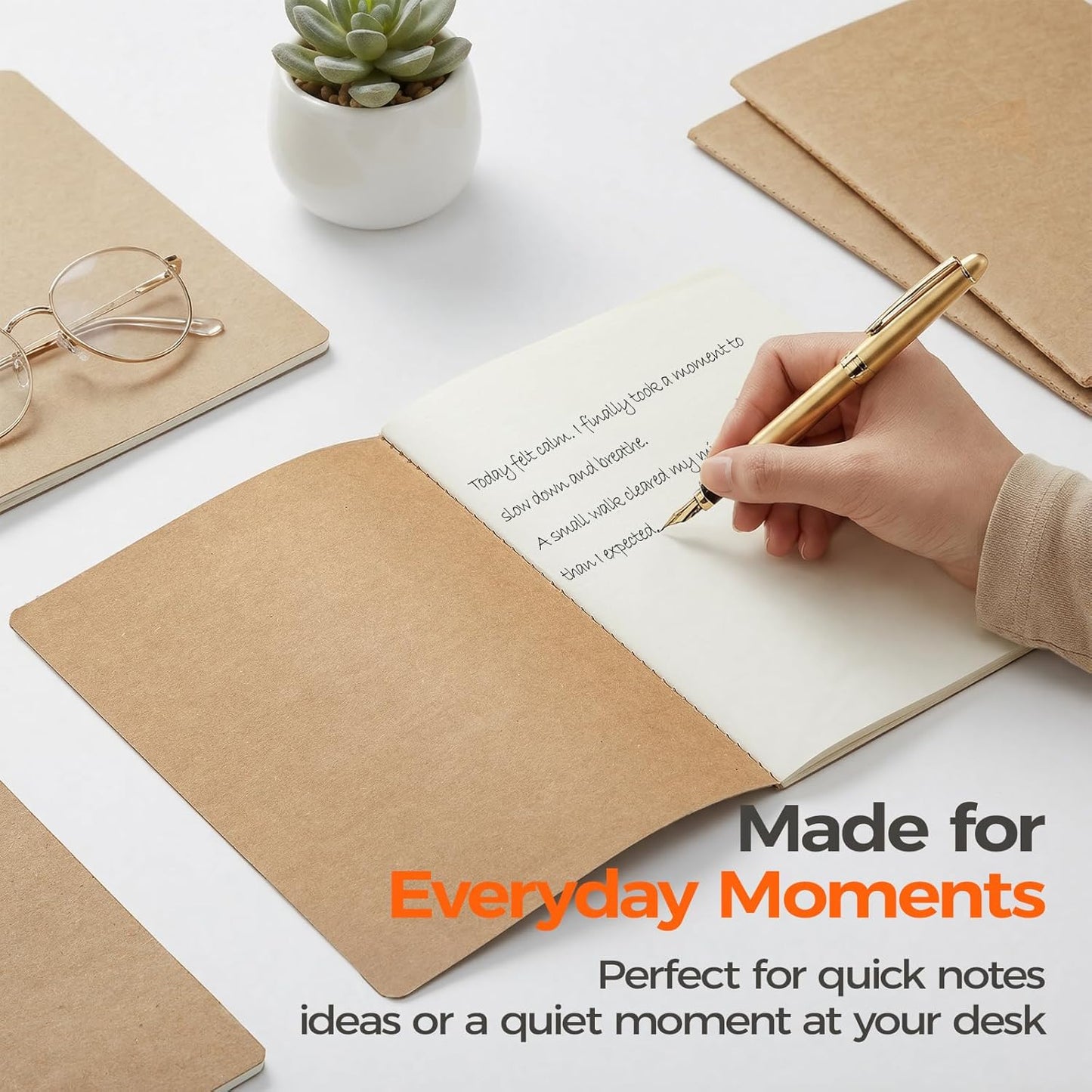 48 Pack Kraft Notebooks Bulk A5, 60 Pages Blank Unlined Journals, 8.3x5.5 Inches, Natural Kraft Cover Composition Notebooks for School Office Students Artists