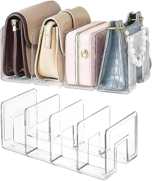 4 Pack Clear Acrylic File Organizer, Purse Organizer, File Sorter Desktop File Folder Organizer for Book, Envelopes, Mail, Document, Notebook, Office Supplies, Handbag