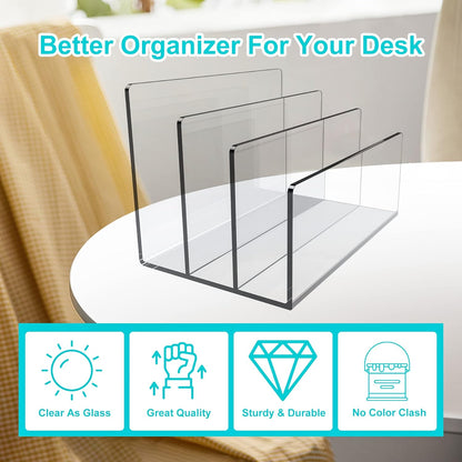 Boloyo Acrylic File Holder,1PC 2 Sections Rainbow File Organizer Mail Letter Sorter Desktop Folder Holder for Home Office School Envelope Bill Filling Paper Document