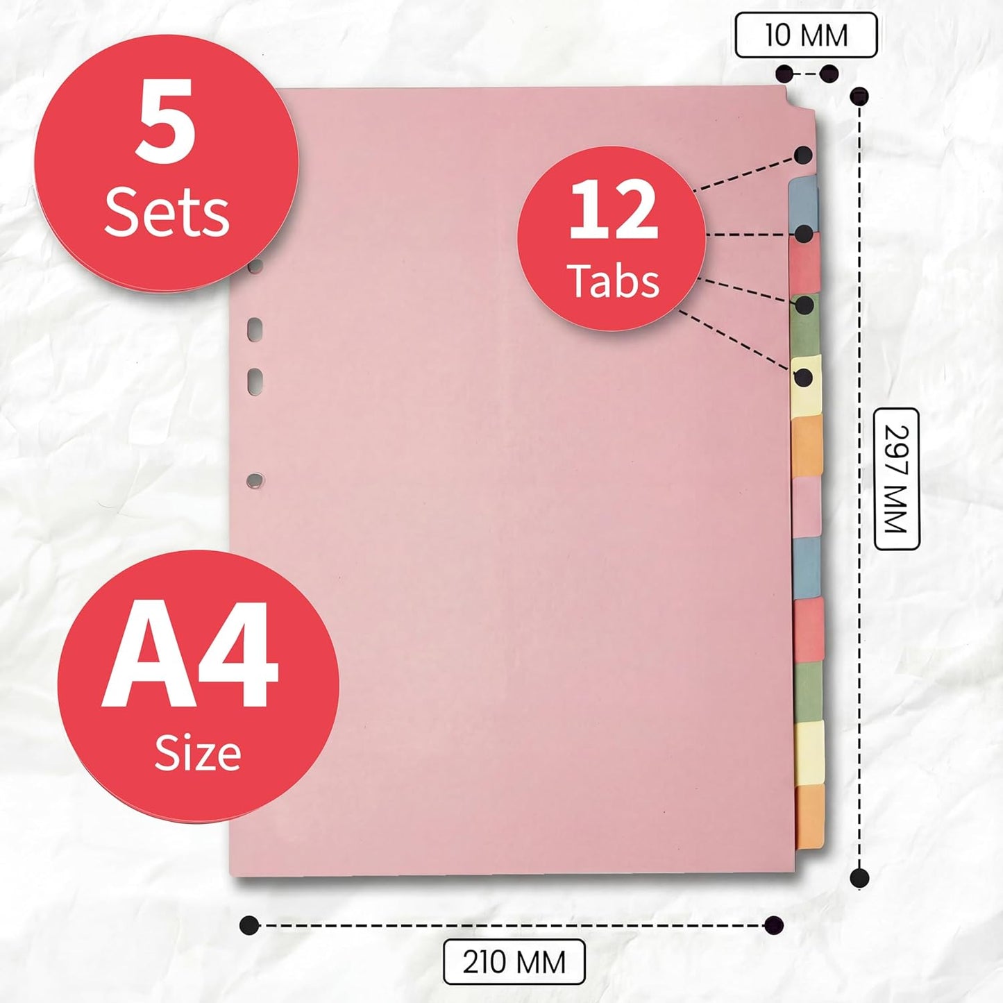 Binder Dividers with Tabs A4 12 Part | DIviders for 3 Ring Binder | Perfect for Organizing Pages in 3 Ring Binder Dividers with tabs, Each Set Includes Tab Dividers - The Paper Shop (1)