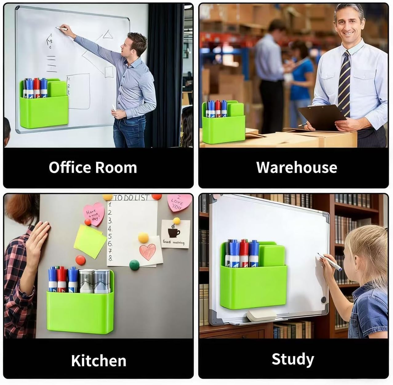 Camelmother 2Magnetic Marker Holder For Whiteboard Dry Erase Marker Holder For Office Refrigerator Fridge Classroom Must (black)