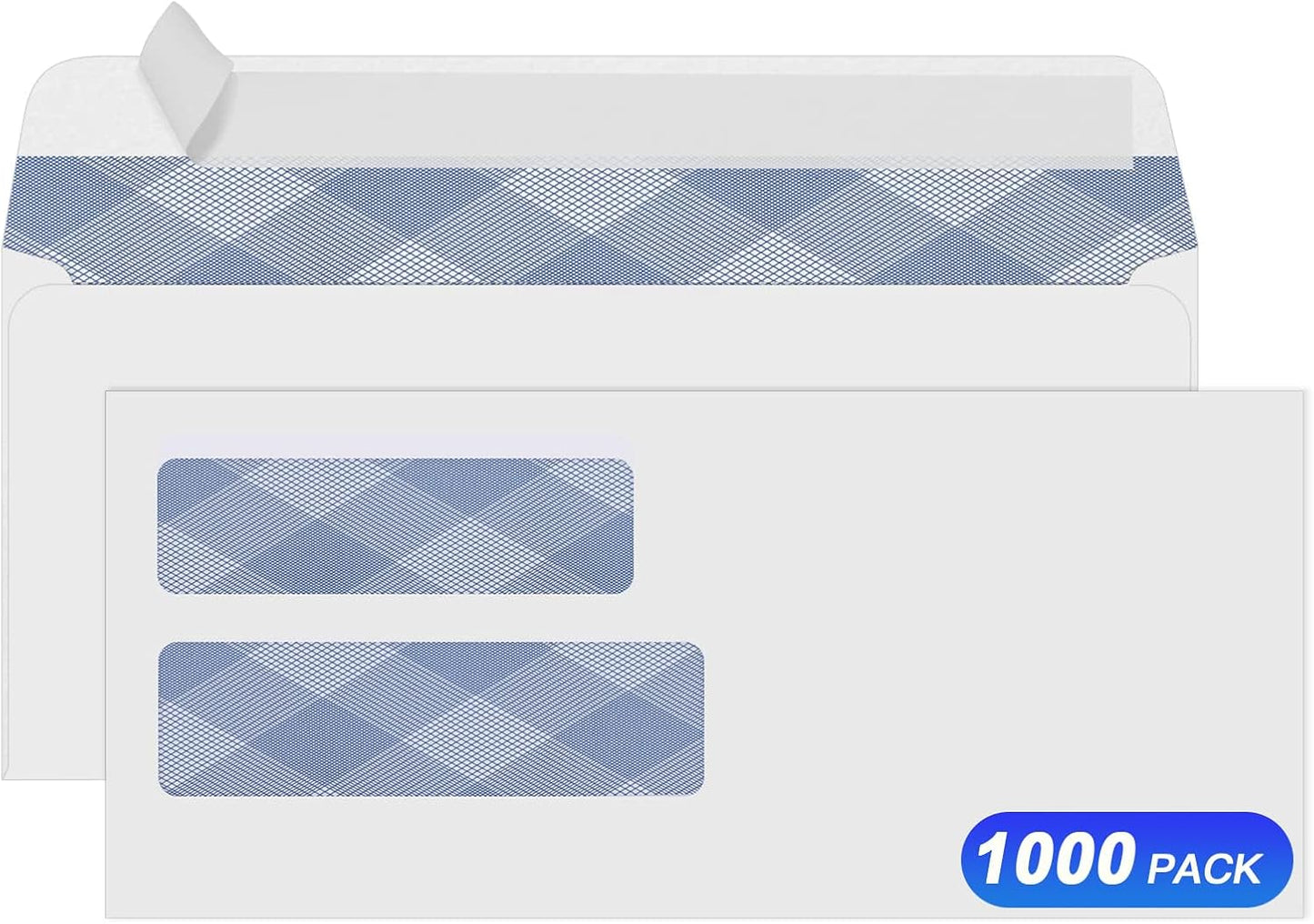 500#10 Double Window Security Envelopes, PANDRI NO.10 Self-Seal Window Envelopes Designed for QuickBooks Invoices, Business Statements & Documents - Number 10 Size 4 1/8 Inch X 9 1/2 Inch - 24 LB