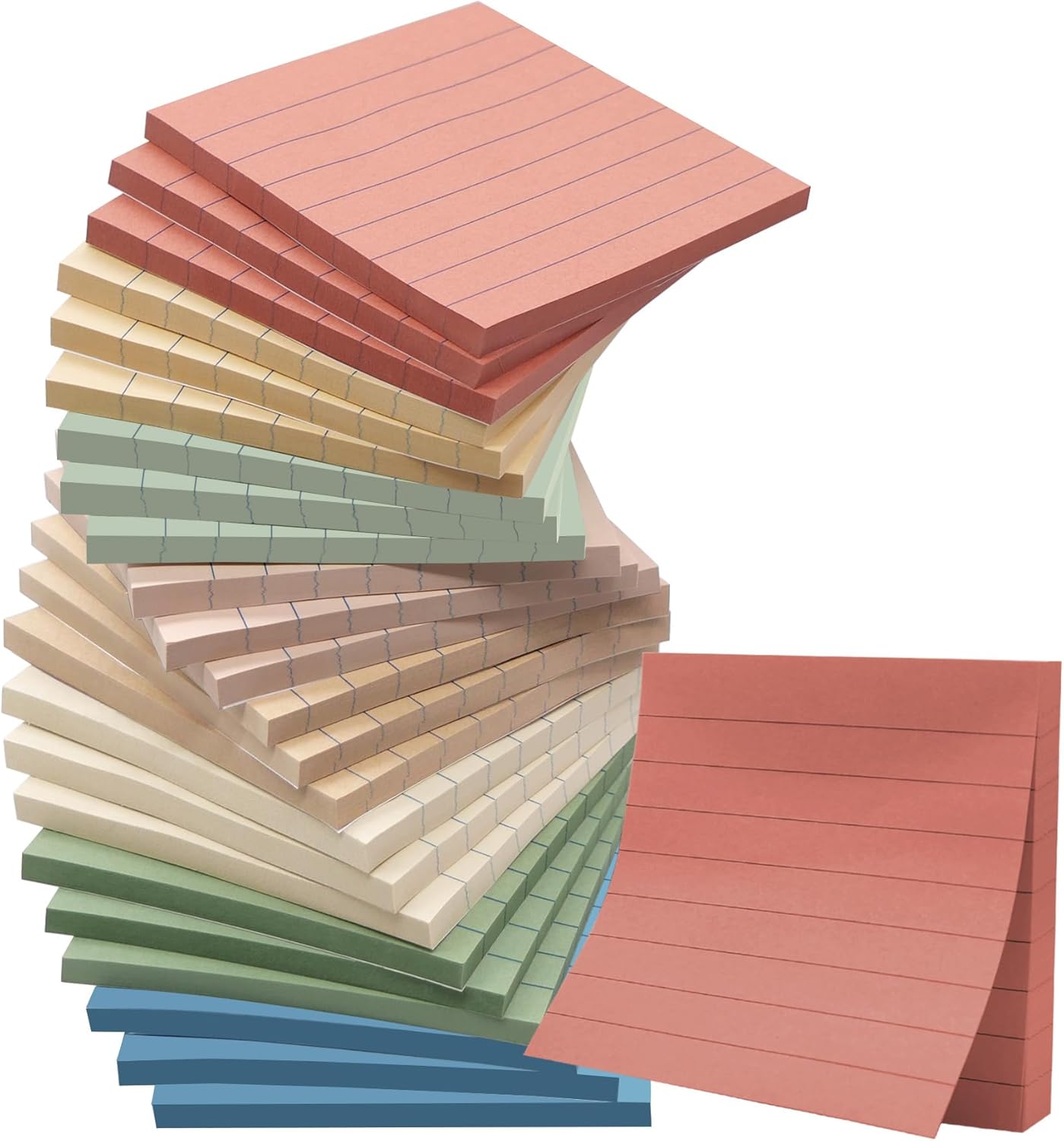 (24 Pack) Lined Sticky Notes 3x3 in Ruled Stickies Super Sticking Power Memo Pads,12 Bright Multi Colors Sticky Notes with Lines Self-Stick Note Pads