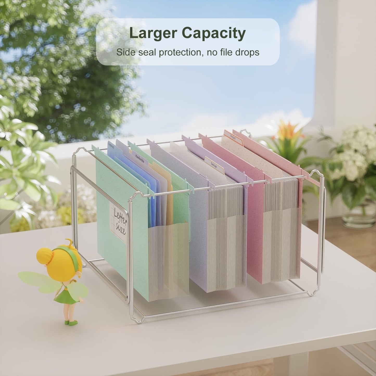 Extra Capacity Hanging File Folders, 3.15" Reinforced Wheat Straw Expanding Hanging Folder Letter Size, Heavy Duty for Filing Cabinets, File Organizer for Office & Home-Sky Blue-3 Packs