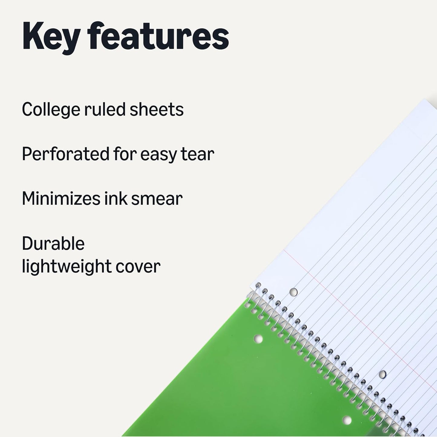Amazon Basics 4x4 Graph Ruled Spiral Notebook, Poly Cover, 100 Sheets, 9" x 11", Coral, 3 pack