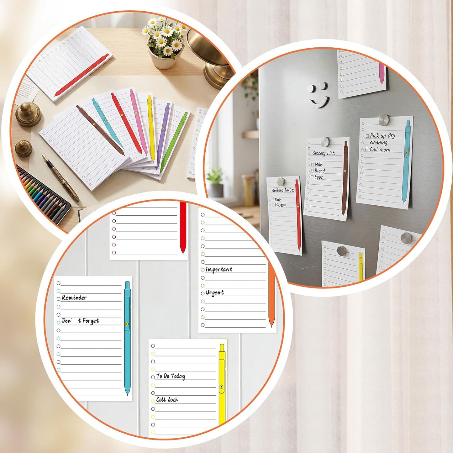 Colarr 16 Pack Lined Sticky Notepads 5 x 8 Inch To Do List Ballpoint Pen Pattern Large Note Pads 1620 Sheets 8 Design Self Stick Ruled Cute Note Pads for Office College Home School Supplies