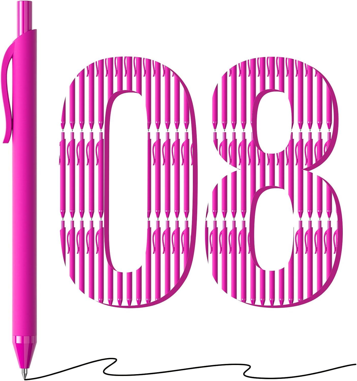 Bulk Pens - 108 Pack Black Pens 1.0MM Medium Point Ballpoint Pens, Smooth Writing No Bleed Retractable Ball Point Pen (Black)