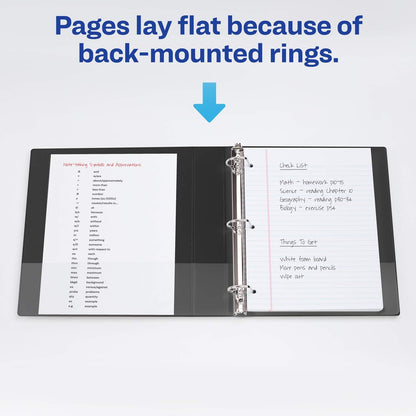 Avery Durable View 3 Ring Binders, 0.5" Slant Rings, 135-Sheet Capacity, 0.7 Inch Wide Spine, Great for Home, School Supplies, Office, or Organization Needs, Black Binders (4-Pack of 05736)