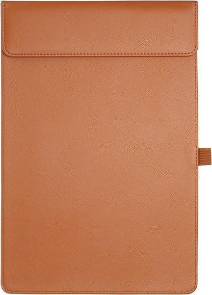 PATIKIL A4 Letter Size PU Leather Clipboard, 9.5"x13.5" Business Magnetic Padfolio with Pen Holder Organizer Office Folder Writing Board Style 2, Black