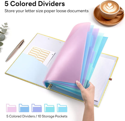 Glitter Clipboard Notebook with Storage for Letter Size, 8.5 x 11 Notepad Holder with 5 Folders and Dividers, Size 12.8X 9.7 in, Spiral Portfolio for Nursing Teacher School Supplies,.Teal