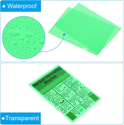 PATIKIL l Type Folders 36 Pack A4 Plastic Clear Document Folder File Jacket Sleeves Project Pockets, Green