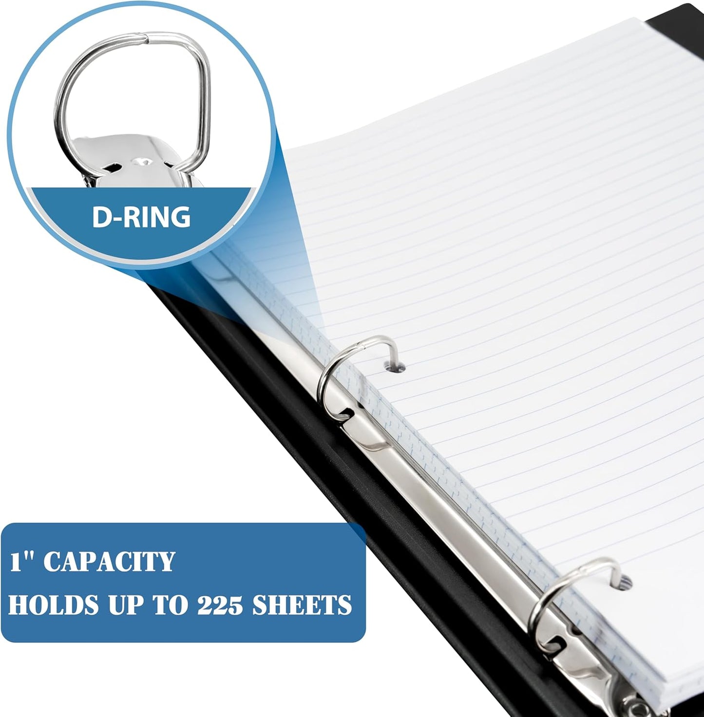 INFUN Telescoping 3 Ring Binder - 4PCS, Portable Plastic 3 Ring Binder with Telescoping Spine, Binders with Foldable Front Cover Holds 8.5"x11" Paper for School, Office, Homes