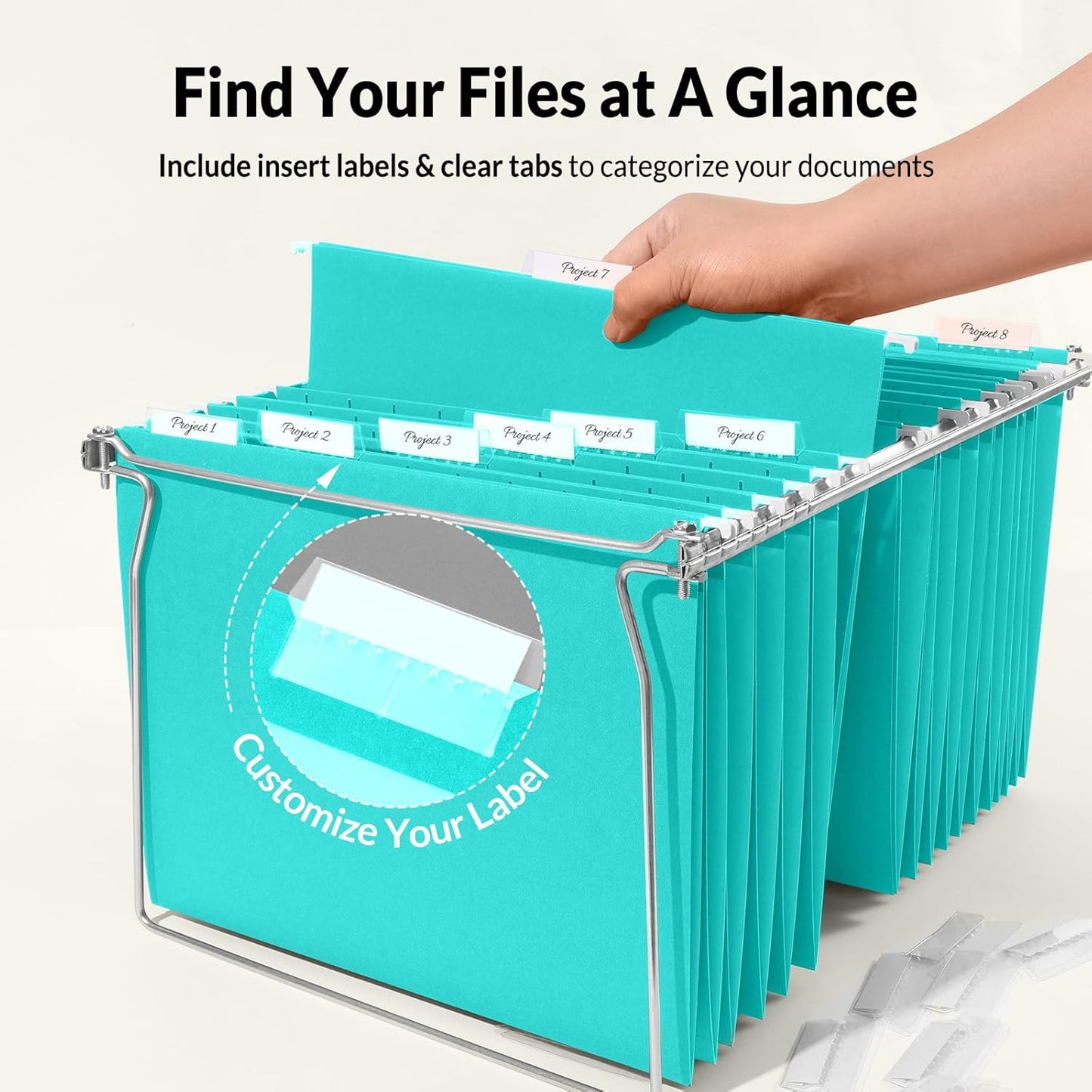 SUNEE Hanging File Folders, 25 Pack Letter Size Hanging File Folders with 1/5-Cut Tabs, Ideal for Home and Office Organization and Papers Classification, Bright Neon Pink