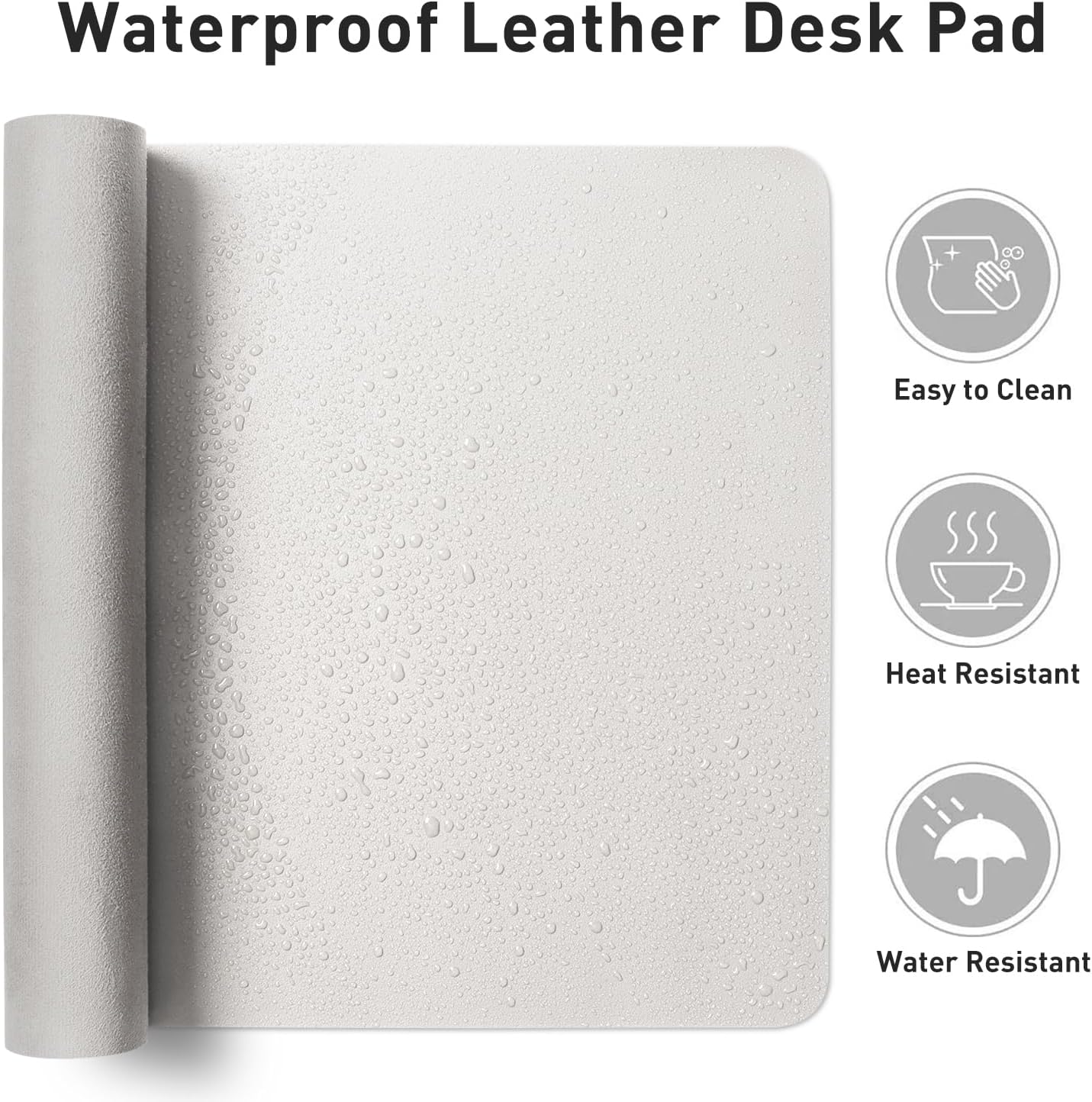 Aothia Non-Slip Waterproof PU Leather Desk Pad Protector for Mouse, Writing Desk, Office, Home, Laptop Blotter, 23.6" x 13.7", Black - Colors B