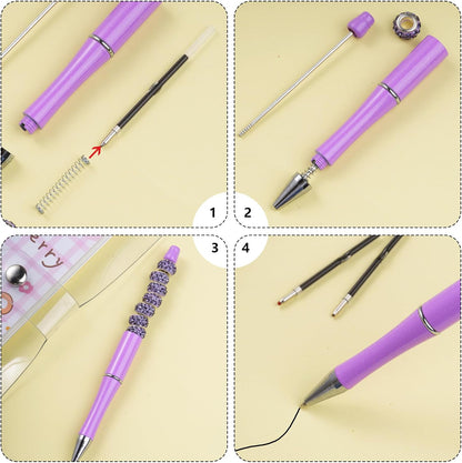 jiebor 100Pcs Beadable Pens Refills Ballpoint Pens Refills Black Ink 1.0mm for Plastic Bead Pens Office Supplies 2.44 Inch