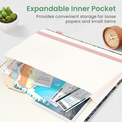 Taja Pretty Lined Journal for Women, Aesthetic Cute Hardcover Leather Journal for Writing, A5 College Ruled Notebook for Work & Note Taking, Perfect for Office School Home, 160 Pages, Meadow Flowers