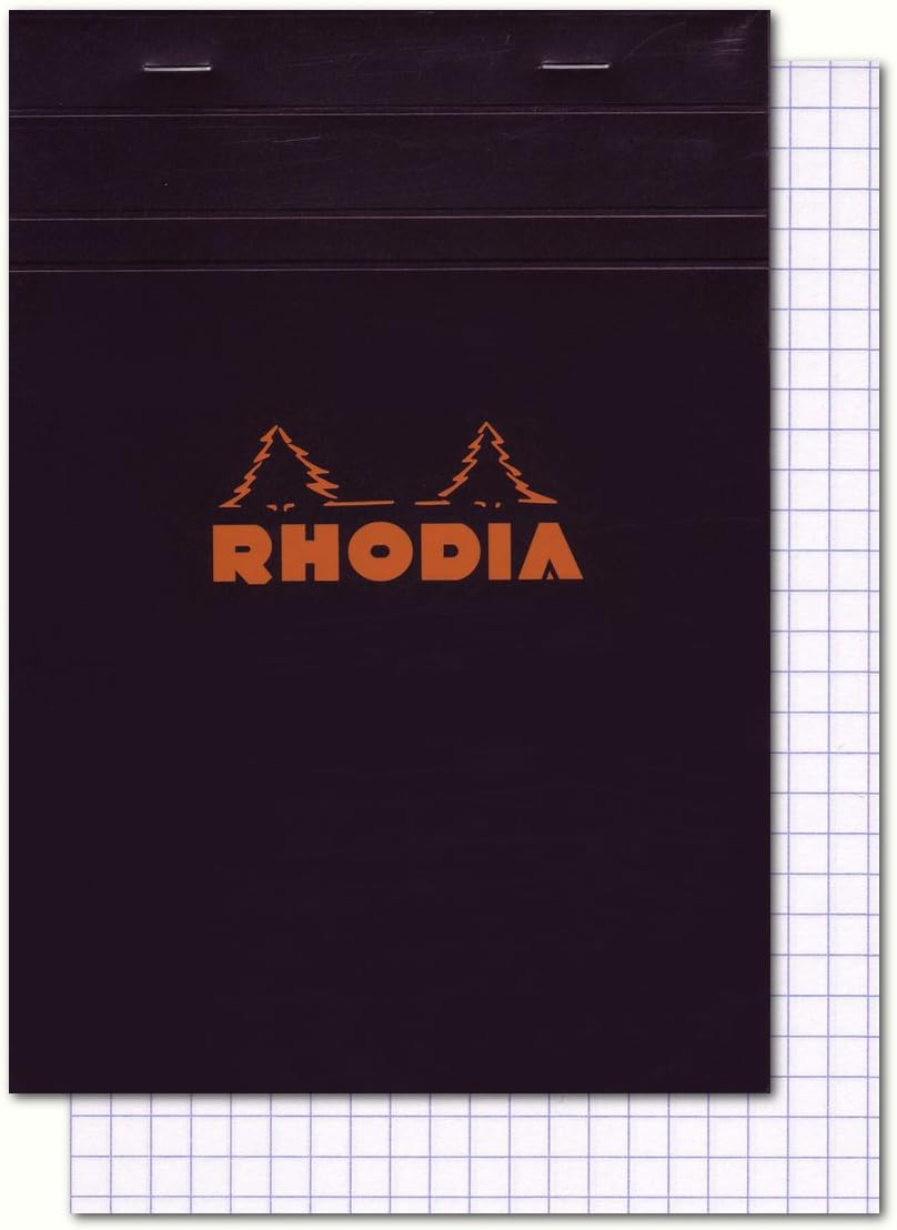 Rhodia 80 Sheet Graph Notepads, 4 by 6", Black