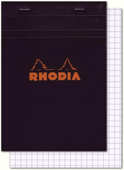 Rhodia 80 Sheet Graph Notepads, 4 by 6", Black